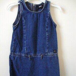 DKNY Girls Blue Denim Romper Dress - Size 6X -  New w/o Tags - 1990's NOS